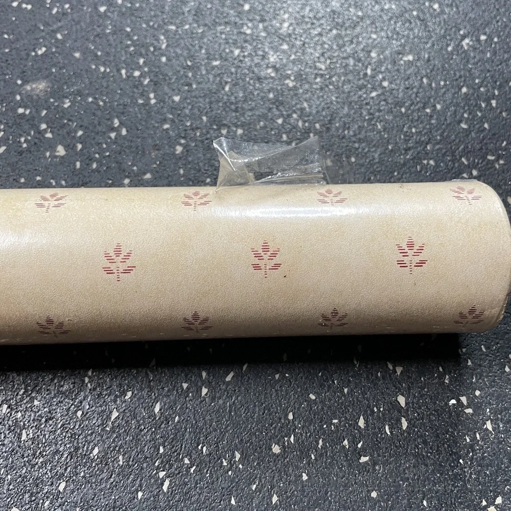 Vtg Wallpaper Encore Vinyl Prepasted Scrubbable Tan Plant Leaves CH49130 55.4 sq